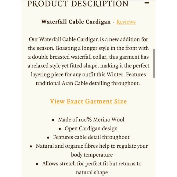 Aran Crafts Wool Cardigan Sweater •S• Irish Ireland Open Front Cable Fisherman - Picture 4 of 11